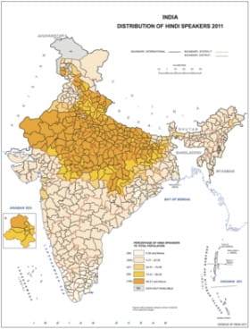 Distribution of Hindi Speakers