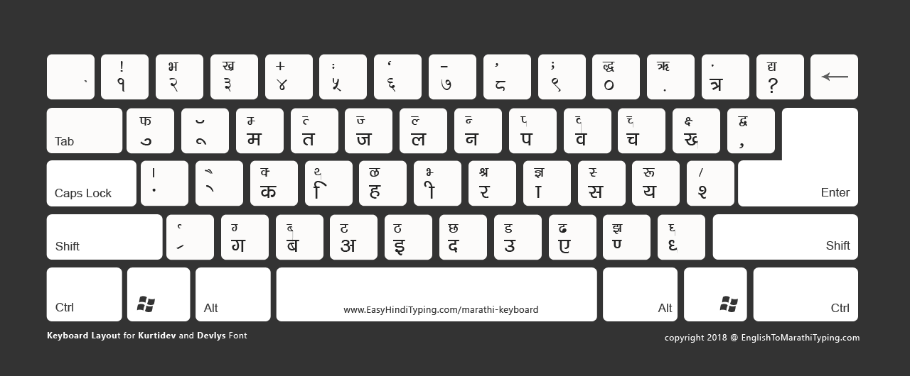 DevLys Font keyboard in a dark mode ideal for printing